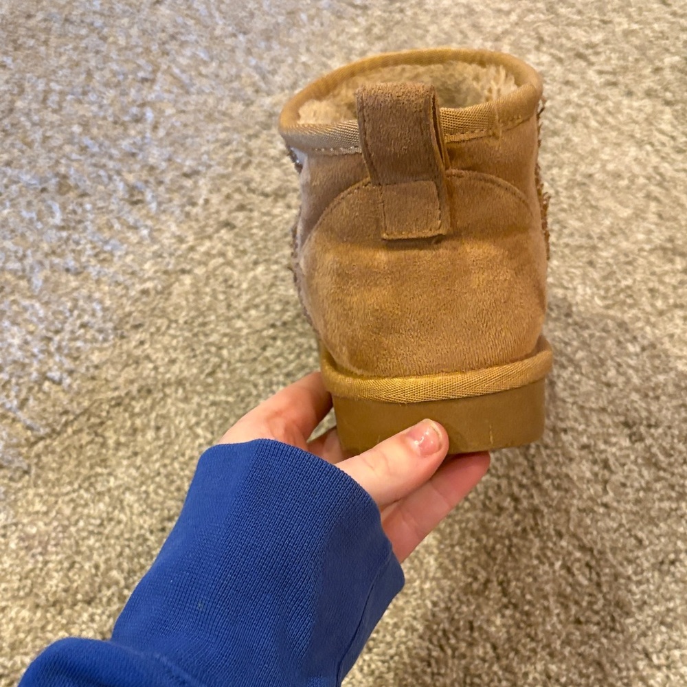 Maurices Chestnut Brown Suede Fleece-Lined Slip-On Slippers - Picture 4 of 5